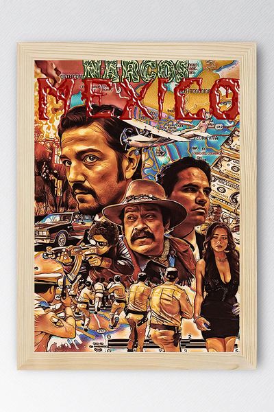 Saturn Narcos Mexico Framed Painting - Narcos Tv Series Poster Painting