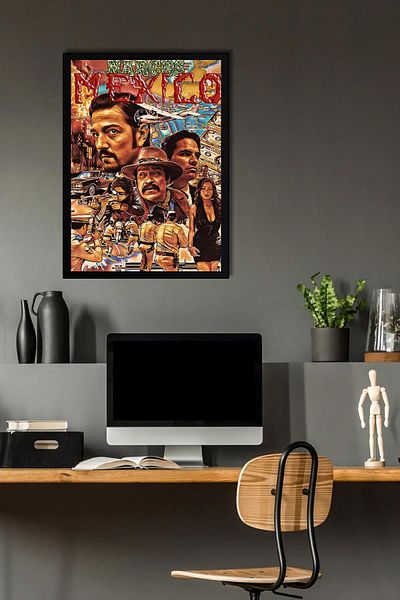 Saturn Narcos Mexico Framed Painting - Narcos Tv Series Poster Painting