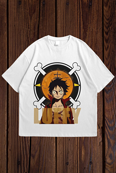 FECCY Tricou oversize din bumbac cu imprimeu Luffy