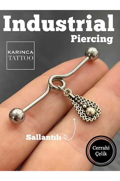 Karınca Piercing Dangle Surgical Steel Industrial Industrial Bridge Piercing (Ant Tattoo)