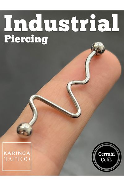 Karınca Piercing Silver Color Industrial Heart Piercing - Ear Bridge