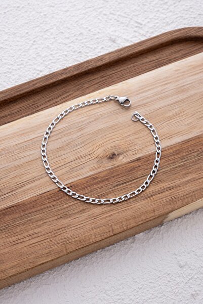 ByFlorya Jewelry خلخال سلسلة فيجارو رفيعة من الفولاذ مناسبة للصيف في البحر للاستخدام اليومي خلخال غير مشوه 3 مم 22 سم + 3 سم