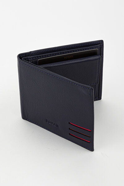 Fossil Boxed Genuine Leather Horizontal Navy Blue Hand Portfolio Card Holder Wallet