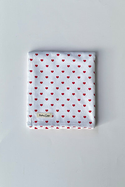 Baby Cais Collection Organik Pamuk Bebek Battaniyesi Kalp Desenli Bebek Battaniyesi 100x120 CM