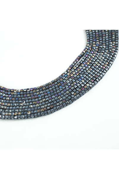 yfhobi 1 Dizi (90-95Adet) - 4 mm Küp Kristal Cam Boncuk Dizisi Mat Janjanlı F...