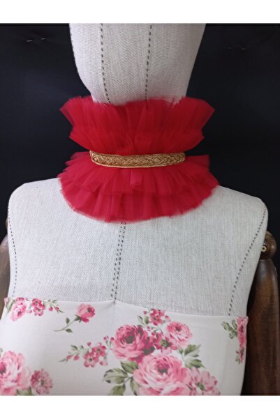 es moda shop Serdem златна панделка с детайли за косплей и парти колие, червено