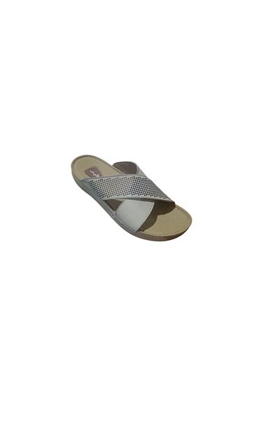 Hand Mand Men's genuine leather slippers; Men's natural leather sandal medical insole,Off White