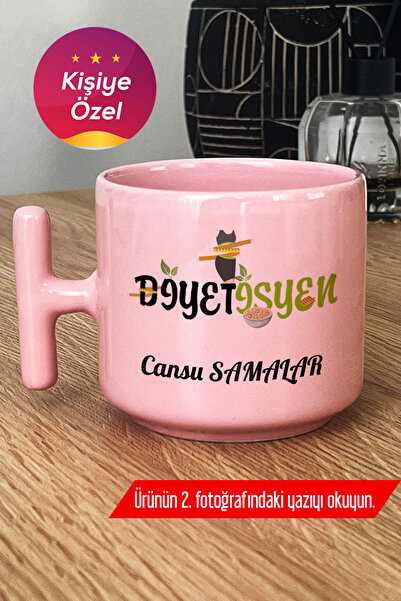 Hedizu Kişiye Özel Diyetisyen Pastel T Kulplu Kupa Bardak Pembe Tıp Bayramı H...