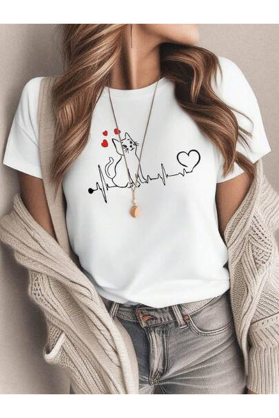 Wish BF Bătăi de inimă Pisică supradimensionat tricou