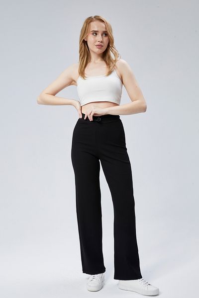 SYM Pantaloni de damă cu camisol elastic cu picioare largi