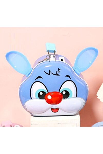 Livava Μεταλλικός κουμπαράς με τσάντα και κλειδαριά, μπλε ναυτικό, 14x12