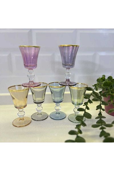 Bohemia Premium Crystal Set of 6 Glass Coffee and Side Water Glasses - Dowry Luxury Design