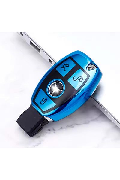 emii auto spare parts Mercedes Benz W204 W205 W212 Key Case - Blue, a B C E Gl S Gla Amg, Compatible