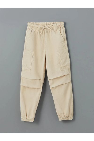 LC Waikiki Lcw Kids Beige Girl's Jogger Pants with Elastic Waist