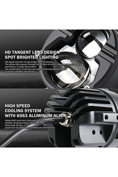 ASTRA LED 1 Adet Motosiklet Atv Utv Scooter LED Sis Farı Metal Kasa Yüksek Güçlü Delici Beyaz Sarı Çift Renk