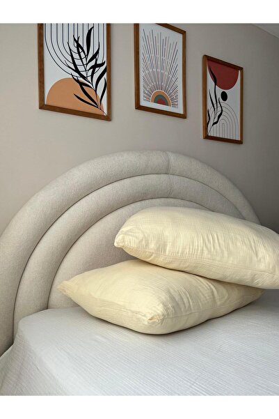 GİNETEKS 2 τεμάχια 50x70 Natural 100% Cotton Muslin Μαξιλαροθήκες - Συσκευασία 2 στρώσεων