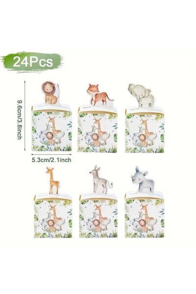 Kutumania 24 Adet Safari Orman Hayvanları Temalı Erkek  Babyshower Doğumgünü ...
