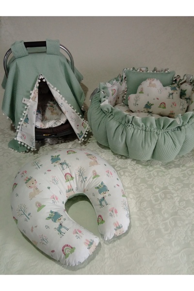 Wenaris puset örtüsü puset minderi puset çarşafı yuvarlak babynest bulut ve b...