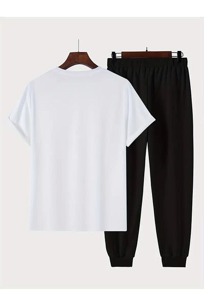 Pink Sky Printed T-Shirt & Sweatpants Jogger Tracksuit Set Combo