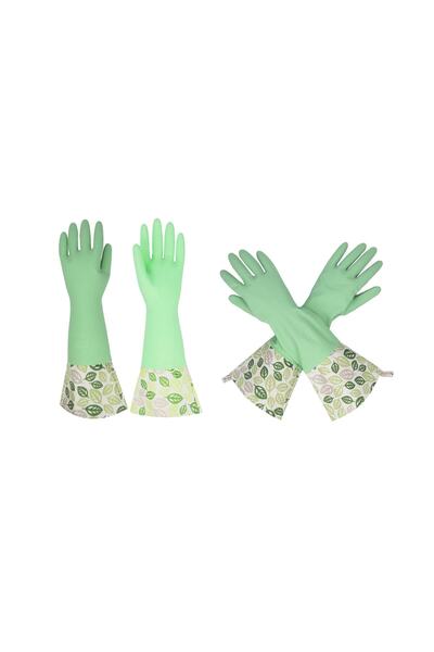 GLOVELY HANDS Temizlik, Bulaşık Eldiveni Lateks Ekstra Uzun Kollu Desenli Tek...