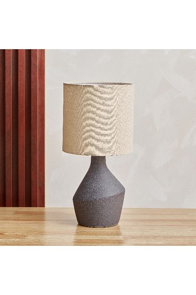 Home Box Novalie Ceramic Table Lamp with Linen Shade - 37.5 cm