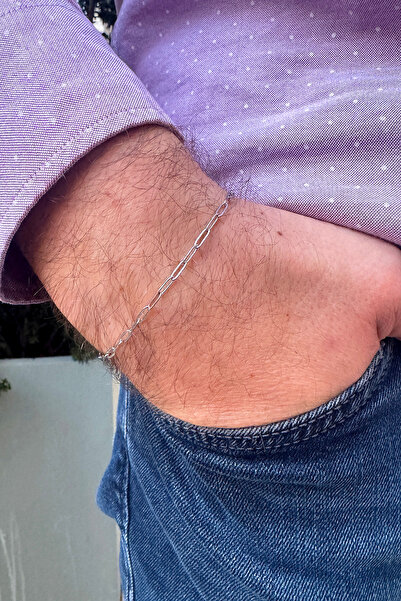 MOONİ ACCESSORİES French Chain Design Mens Steel Silver Silver Color Bracelet