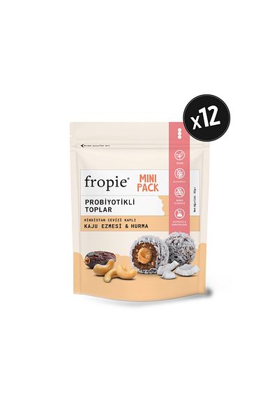 FROPİE Vegan Mini Probiotic Fruit Balls - Coconut & Cashew Butter, 32 gr x 12 Pieces