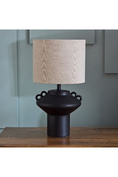 Home Box Harper Table Lamp with Base and Linen Lampshade - 39.5 cm