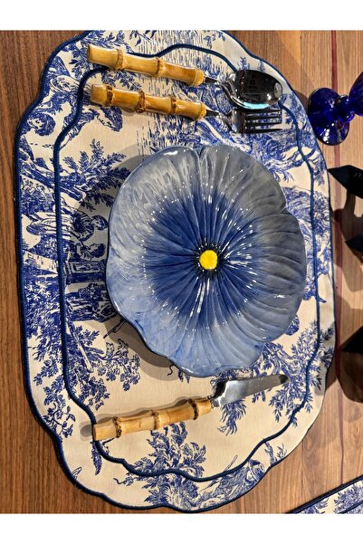 ref crea Blue Toile De Jouy - Set de 2 farfurii americane