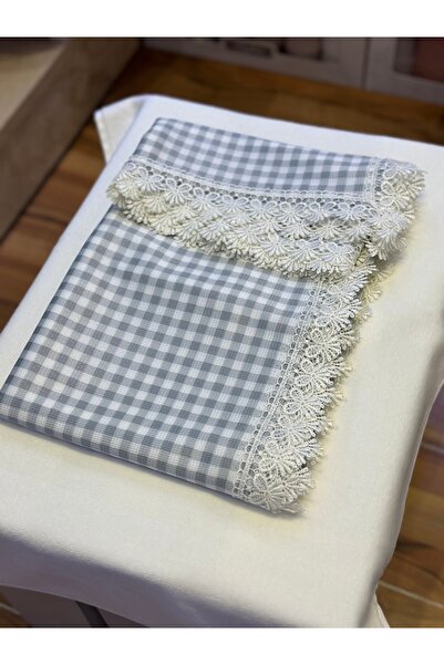 BHT 140x150 Raşel Leke Tutmaz Güpürlü Sofra Bezi Ekose Gri