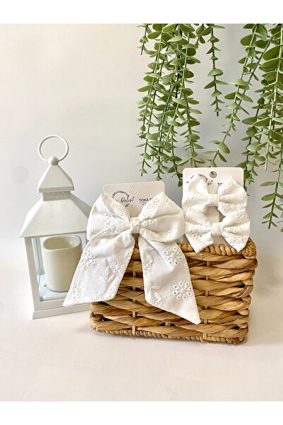 Toka Delisi Fisto El Yapımı Anne Kız Yeni Otomatik Beyaz Fiyonk Toka Özel Tas...