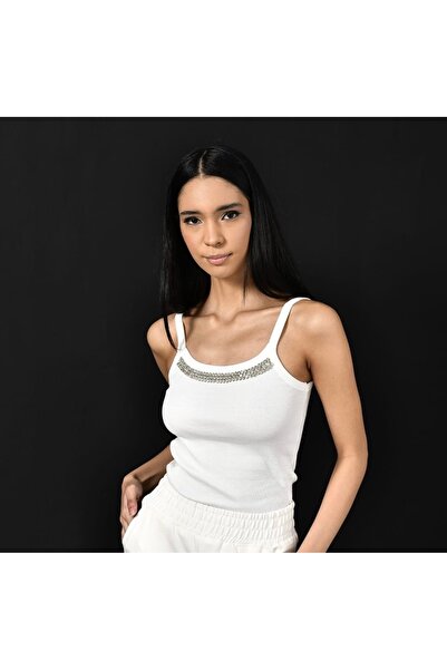 DQMANE Strap Tank Top with Stone Detail