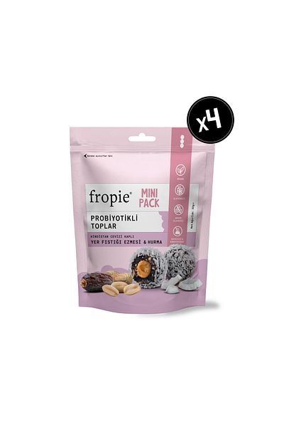 FROPİE Mini Vegan Probiotic Fruit Balls - Coconut Coated & Peanut Butter 32 Gr X 4 Pieces
