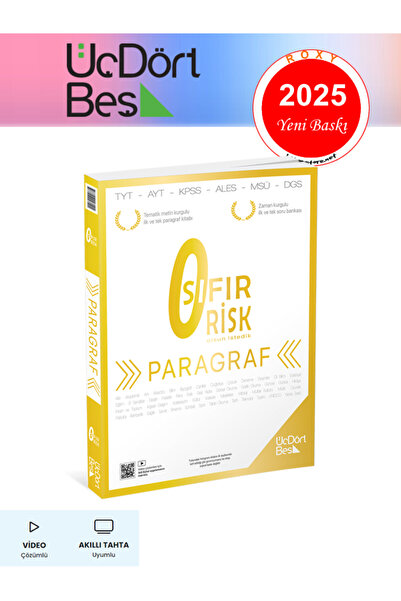 Üç Dört Beş Yayıncılık 345 Üçdörtbeş Yayınları Sıfır Risk Paragraf Soru Bankası