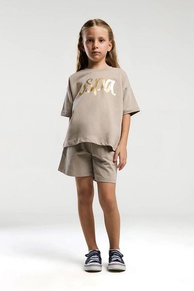 U.S. Polo Assn. US POLO CREW ΛΑΙΜΟΥ ΚΟΝΤΟΜΑΝΙΚΙ 100% ΒΑΜΒΑΚΙ ΚΟΡΙΤΣΙΚΟ ΣΟΡΤΣ