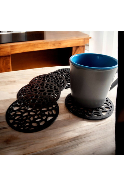 Create Handle Waterproof and Heat Resistant Black Plastic Coasters Set of 4 -...