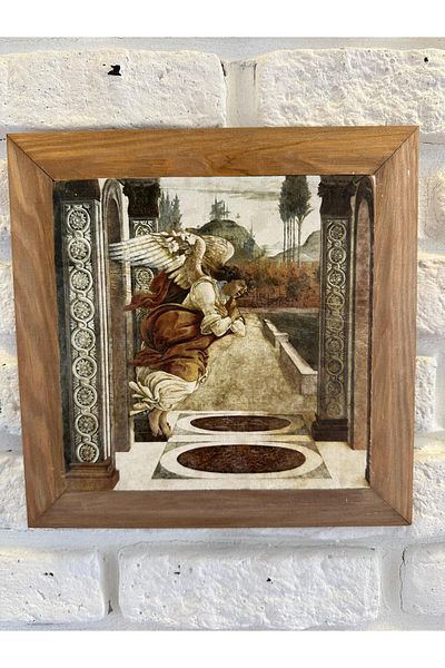 woodhomeworks Панел за картина с масивна рамка от естествен камък и мрамор 26x26 см