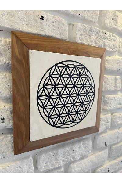 woodhomeworks Панел за картина с масивна рамка от естествен камък и мрамор 26x26 см