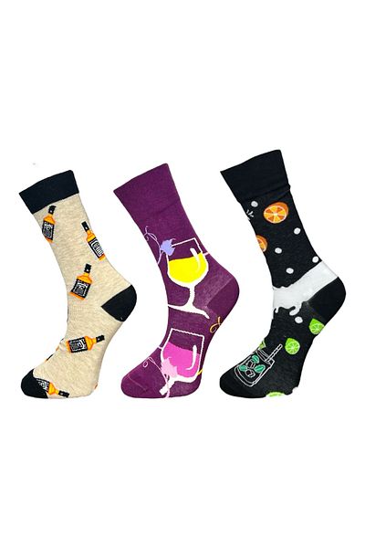 Mevo 3-Piece Unisex Flexible Moisturizing Cotton Colorful and Patterned Socks