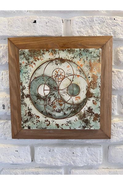 woodhomeworks Панел за картина с масивна рамка от естествен камък и мрамор 26x26 см