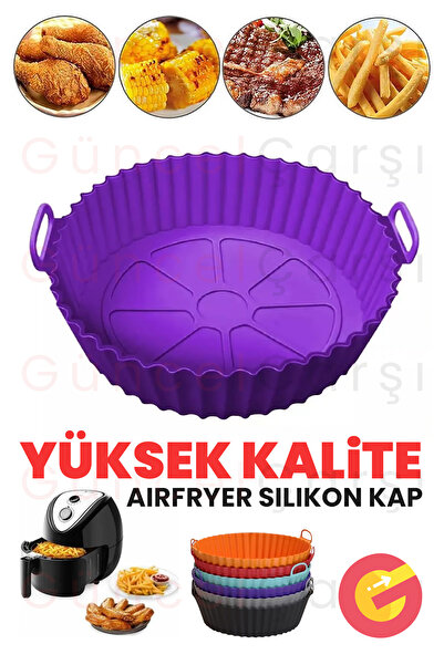 GüncelÇarşı Airfryer Silikon Pişirme Kabı 20x5 Cm Bpa içermez Air fryer Pişir...