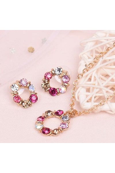 Store Stylish Stone Flower Model Necklace Earrings Set