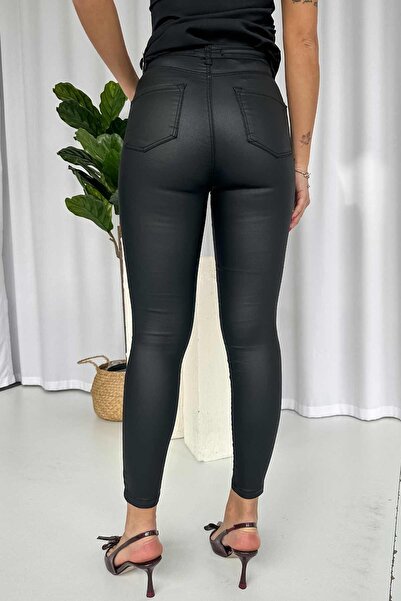 Mine Tan Butik Yüksek Bel Mumlu Kadın Pantolon - Siyah