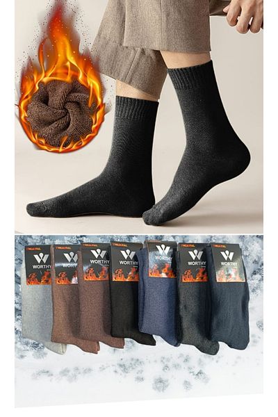 WORTHY SOCKS 7 комплекта зимни хавлиени мъжки термочорапи 7 чифта