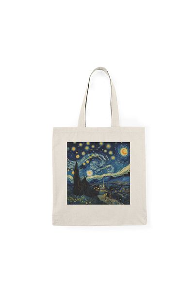 IVART Starry Nights-Van Gogh εμπριμέ βιολογική υφασμάτινη τσάντα με φυσούνα