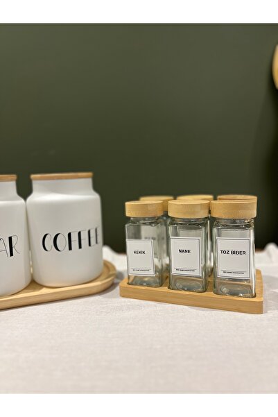 Sade Hediye 3-Piece Spice Holder with Stands/6-Piece Spice Holder with Stands and Bamboo Lid