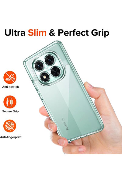 m.tk moveteck Xiaomi Redmi Note 14 Pro 5G Kılıf Kamera Çıkıntılı Korumalı Renksiz Yumuşak Şeffaf Silikon Kapak -X7