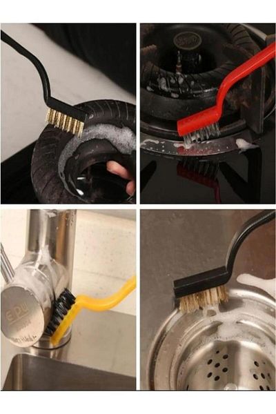 jetfast 3 Piece Copper Plastic Iron Brush Set - Multi-Purpose Stove Cleaning