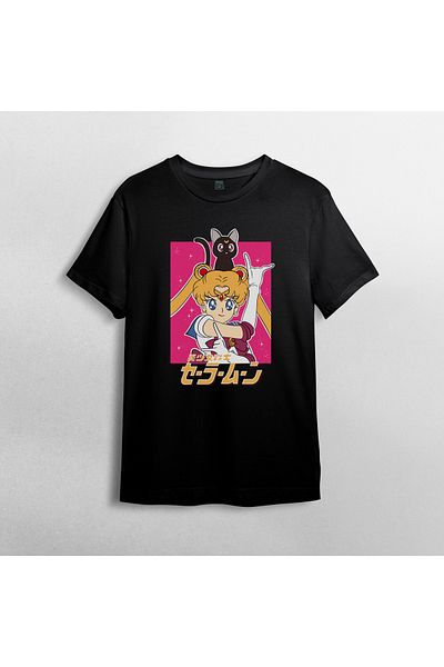 Pixxa Μπλουζάκι Sailor Moon Moon Warrior με μοτίβο 100% βαμβακερό με λαιμόκοψη - Μοντέλο 6