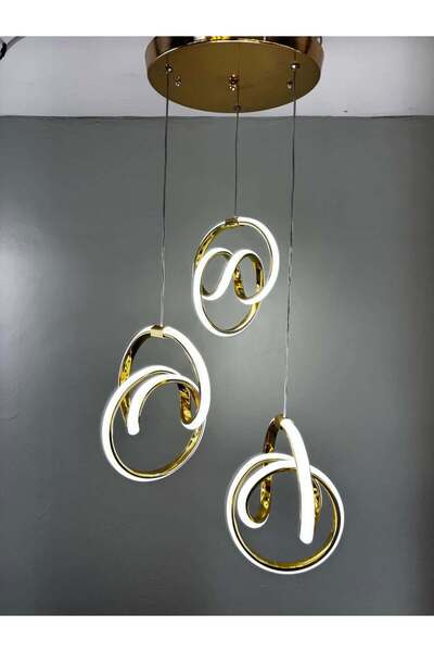 OSC HOME AYDINLATMA TASARIM Controlled Led Chandelier 3-Piece Yellow 3-Piece Color Light with Burning